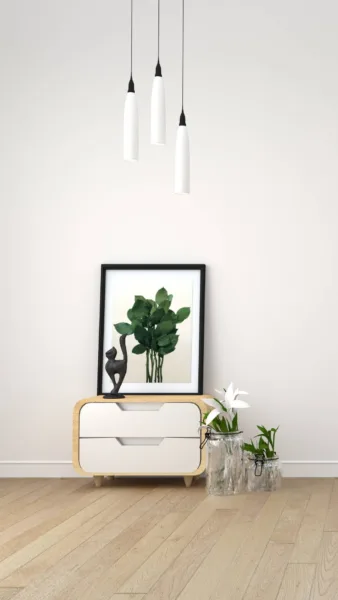 Plants and a lamp on a table in a room iphone wallpaper