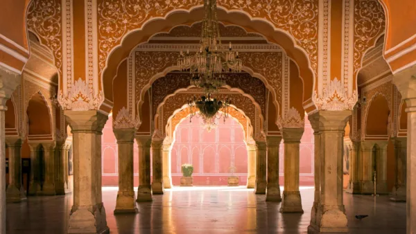 Royal hall in Jaipur palace, India