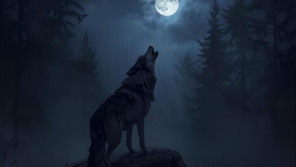 Lone Wolf Howling At The Moon Wallpaper In 4k
