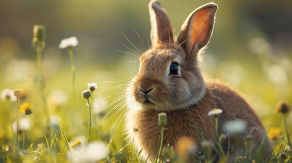 freewallpapers4u 22 Adorable Brown Rabbit Sitting In A Sunny Flower Field – Animal Wallpapers In 4k