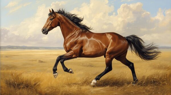 freewallpapers4u 29 Beautiful Brown Horse Galloping Across A Golden Field With Clouds In The Sky
