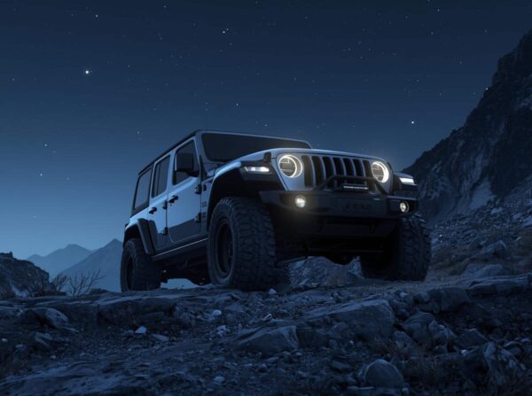 Jeep Wallpaper Under A Starry Night Sky In The Mountains