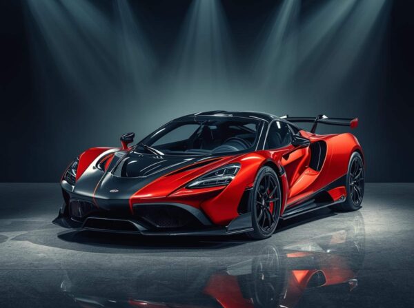 Mclaren Red Supercar Wallpaper With Reflections And Modern Lighting